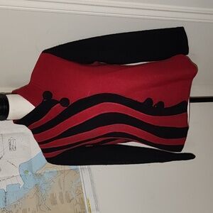 In New or EUC "NORTHSTYLE" BLACK/RED Flattering Lines Boiled Wool Jacket SZ SP